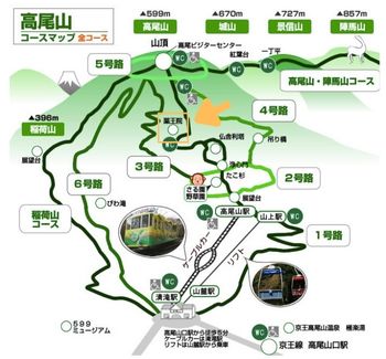 高尾山　紅葉スポット　薬王院　地図　マップ